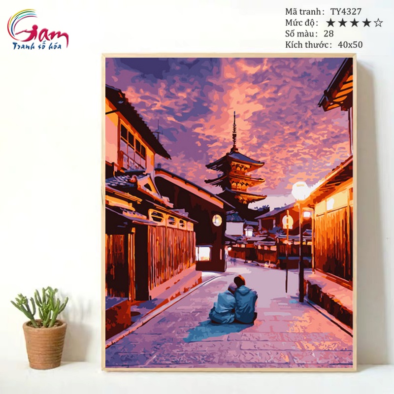 Tranh tô màu theo số tình yêu đôi lứa có khung 40x50cm TY4327