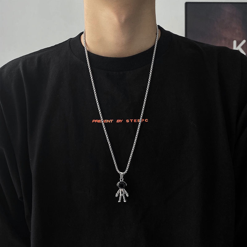 Dây chuyền thép titan nguyên chất gắn hình mặt cười thánh giá phong cách nam tính 2022 mới cho nam