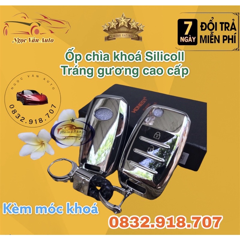 Ốp chìa khoá Kia Cerato 2019-2021, Sorento 2021, Morning 2012-2020, Soluto 2018-2021, K3 tráng gương crom ( chìa gập )