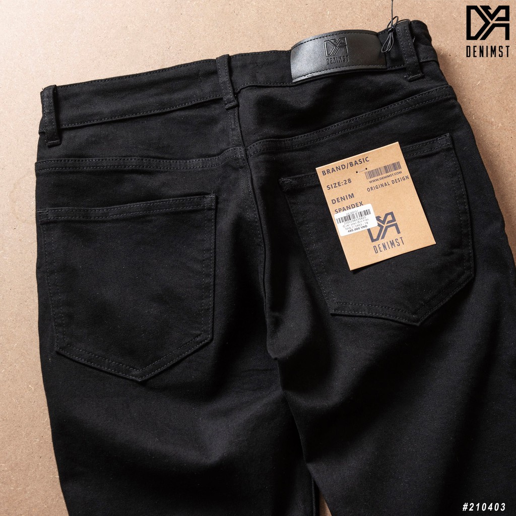 Quần jean nam đen trơn Slim Fit, quần bò nam đẹp ống rộng DENIMST 210403