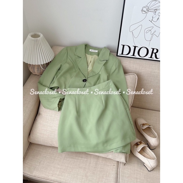 Set croptop vest dài tay chân váy (Ảnh thật)