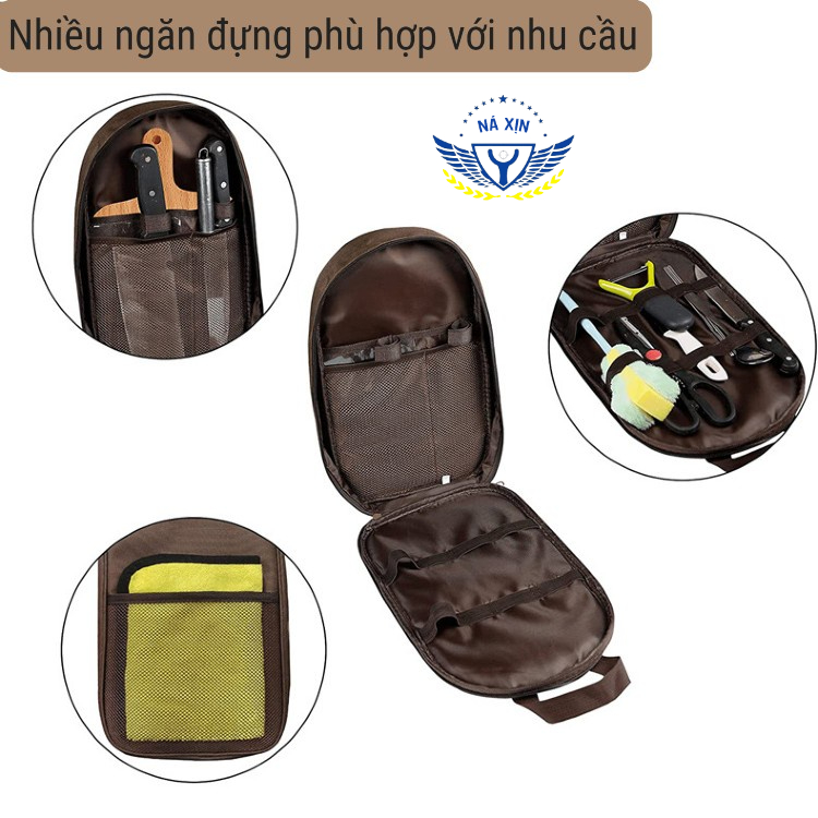 Bộ dụng cụ nấu ăn dã ngoại có túi đựng - Bộ dụng cụ nấu ăn 8 món dùng khi đi du lịch, dã ngoại [DCP5]