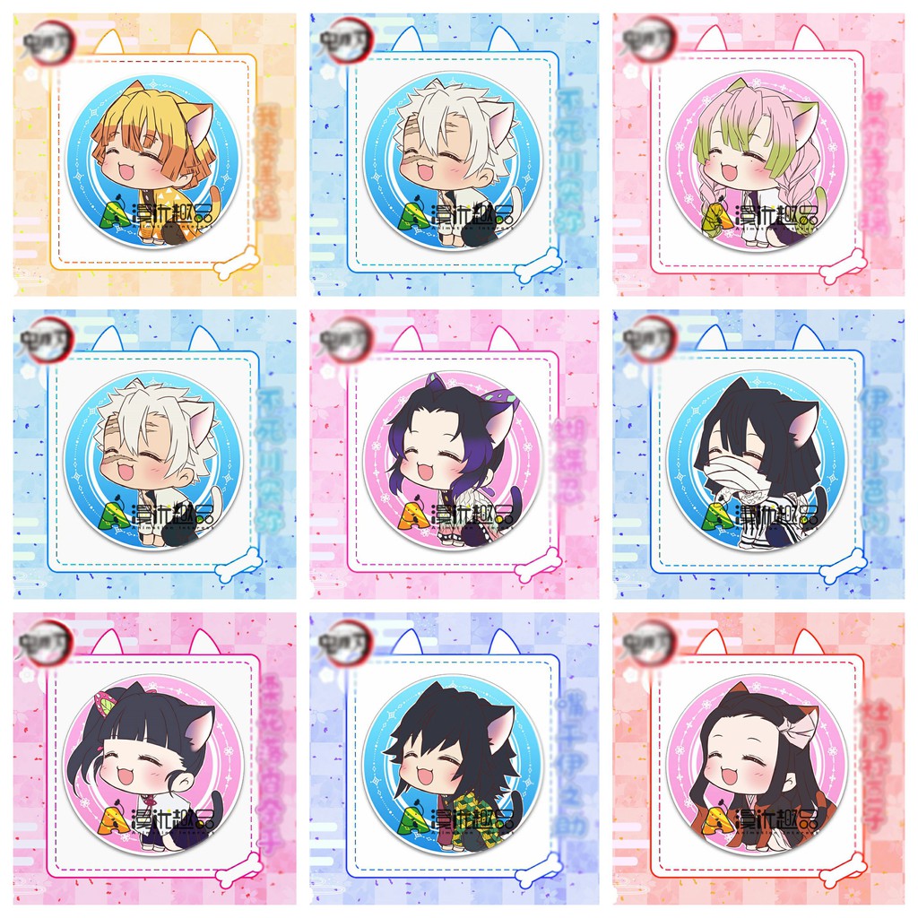 (CHÓ) Combo 14 huy hiệu cài áo IN HÌNH Kimetsu no yaiba Thanh gươm diệt quỷ anime chibi dễ thương xinh xắn