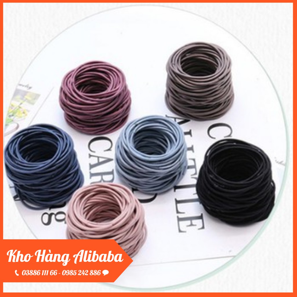 Bộ 100 Chun Buộc Tóc Trơn Đủ Màu Mới