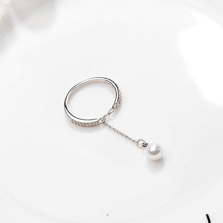 Nhẫn bạc thả hạt phong cách Hàn Quốc xinh xắn dễ thương