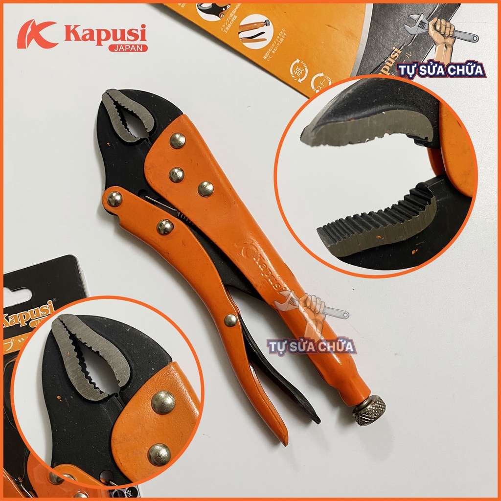 Kìm Bấm Chết Kapusi Japan K-8255 10inch/250mm, Kìm Chết Nhật Bản cao cấp cán sơn tĩnh điện chống gỉ, kẹp cực chặt
