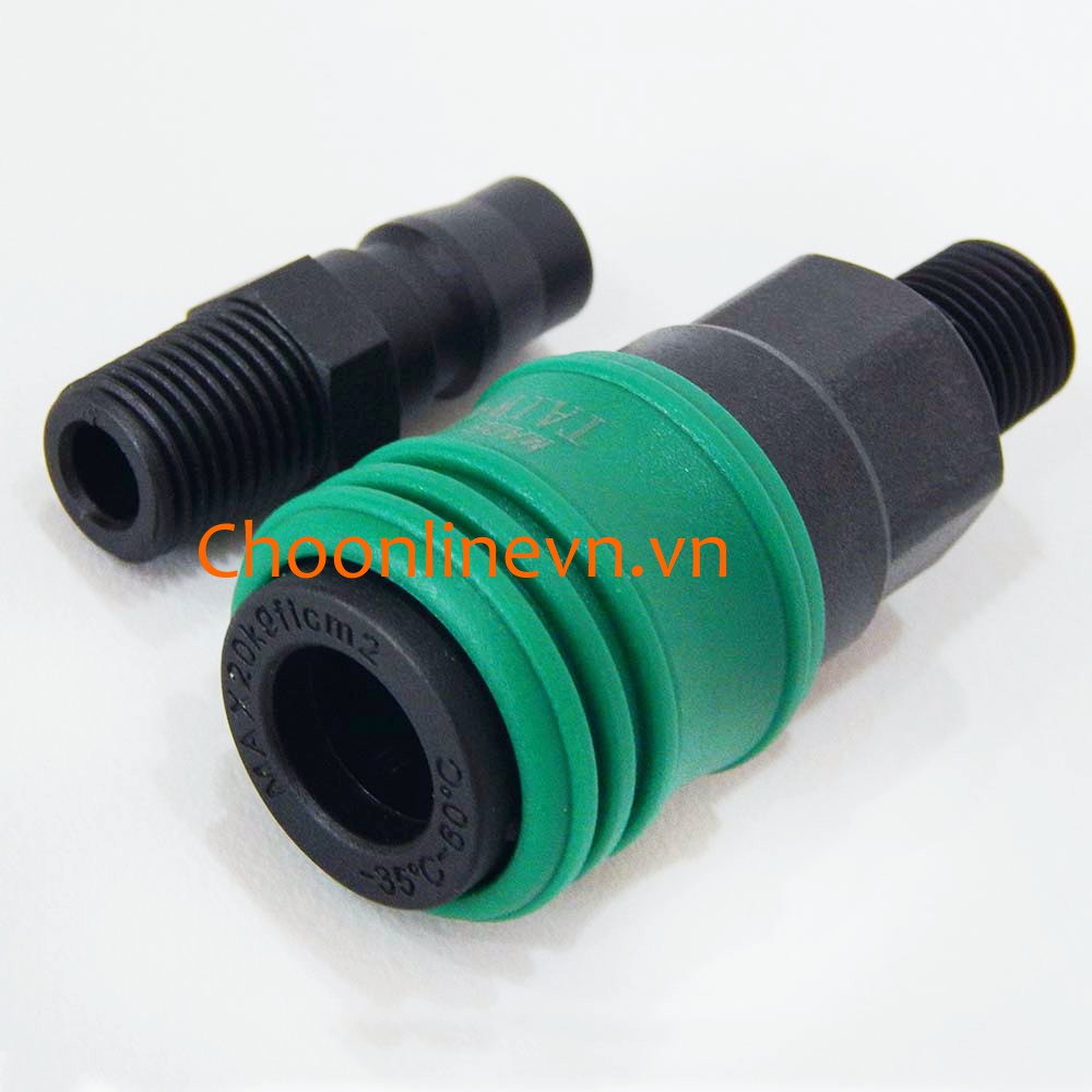 Khớp nối nhanh khí nén ren ngoài 13mm bằng nhựa