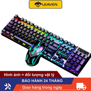 Bàn phím máy tính Bộ bàn phím và chuột LEAVEN D320 hiệu ứng ánh sáng RGB Bàn phím chơi game văn phòng giá siêu rẻ
