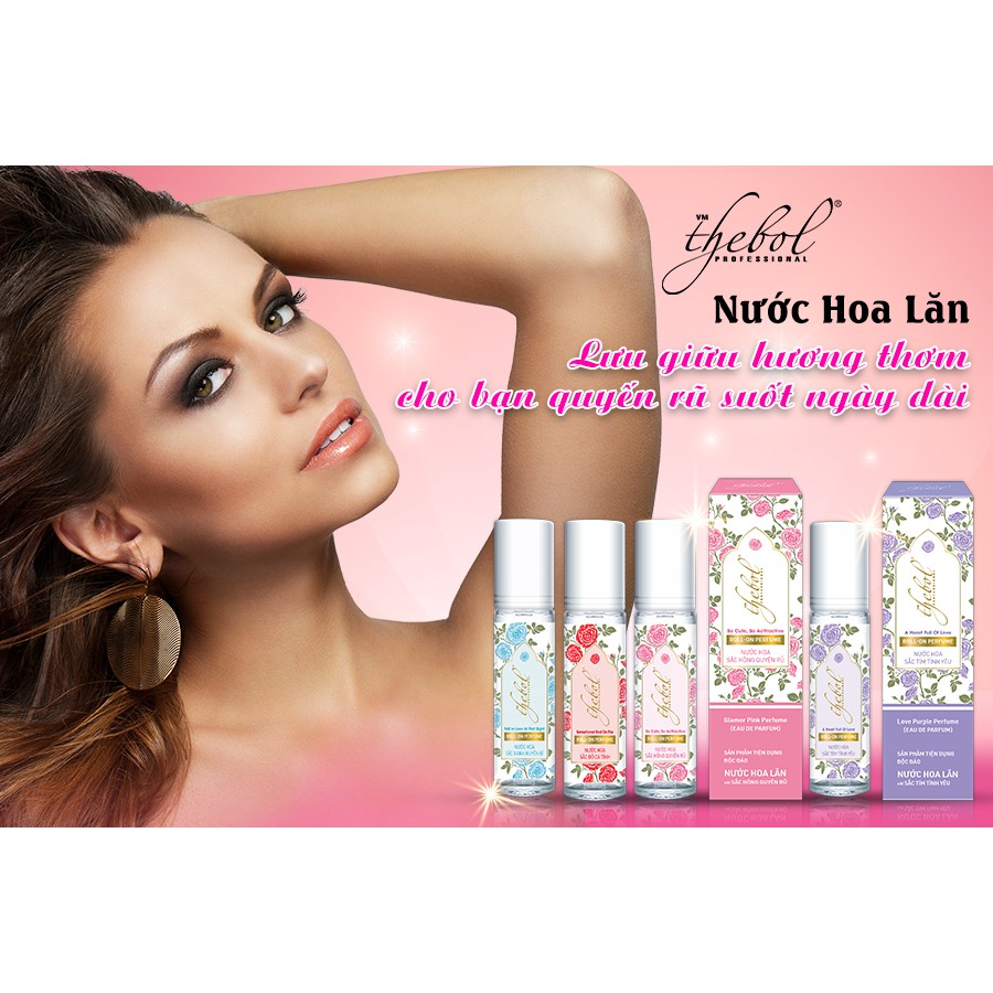 Nước hoa lăn nữ mini Thebol 8ml Eau de Parfum chiết xuất tinh dầu hương hoa tự nhiên lưu hương thơm lâu nhiều mùi hương