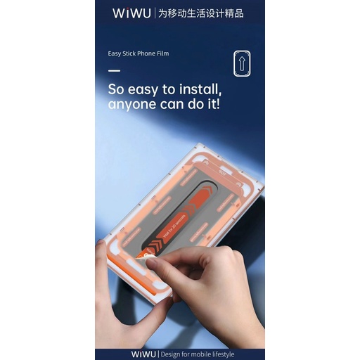 Kính cường lực Wiwu có khung tự dán cho iPhone 14 Pro Max, 14 Plus, 13, 12 full màn hình bảo vệ máy