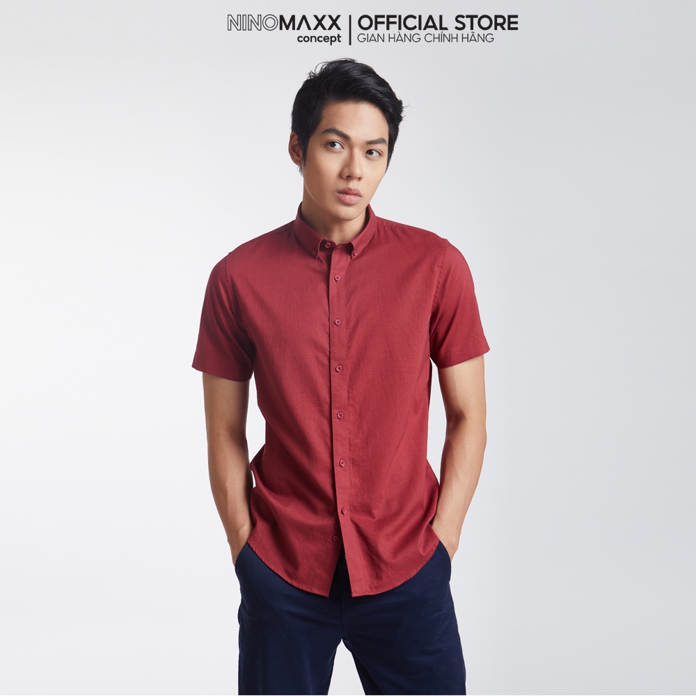 NINOMAXX Limited Edition Áo sơ mi Linen Basic Nam tay ngắn 1912098