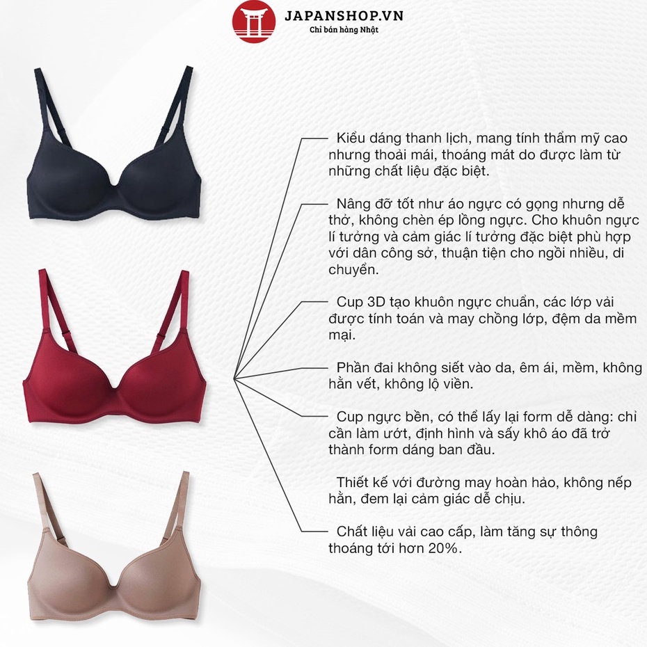 Áo lót nữ không gọng mút mỏng định hình ngực Tuché Gunze Future Bra JB6013H Nội Địa Nhật