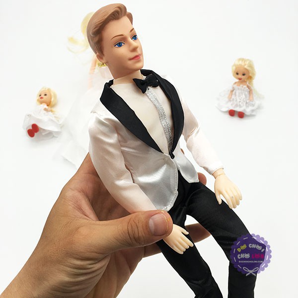 Hộp đồ chơi búp bê gia đình cô dâu và chú rể có khớp