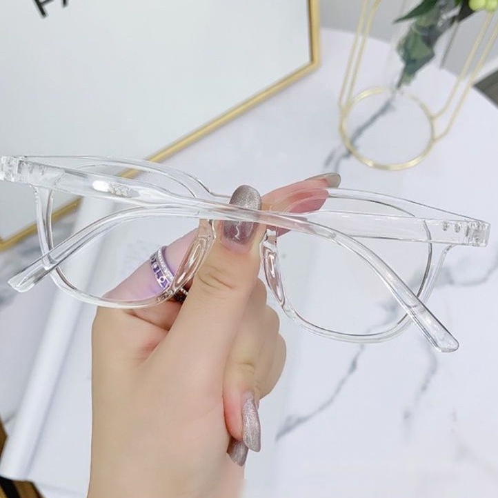 Mắt kính nam nữ trong suốt 2 chấm thời trang hàn quốc chống ánh sáng xanh K9