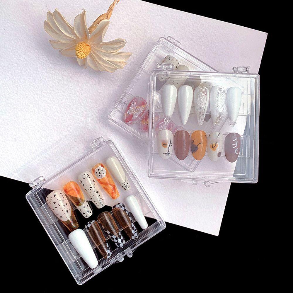 1 Hộp Đựng Móng Tay Giả Nắp Gập Bằng Acrylic Trong Suốt Tiện Dụng