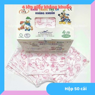 [Hộp 50 cái] Khẩu trang em bé kháng khuẩn 4 lớp Nam Anh Famapro từ 1 đến 10 tuổi