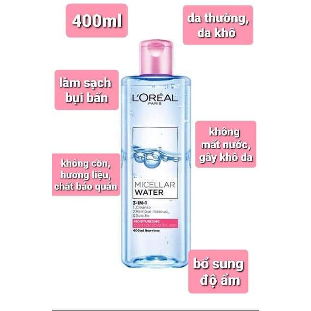 Nước tẩy trang Loreal - L'Oreal Paris 3-in-1 Micellar Water-OTOKE