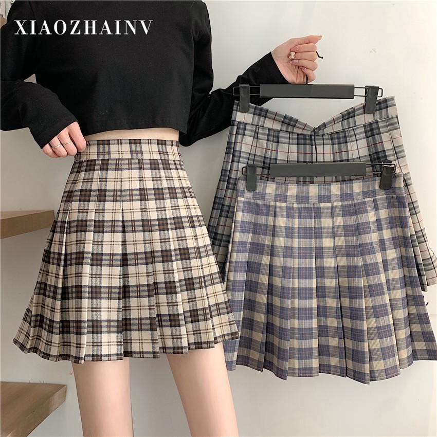 Chân Váy Ngắn Xiaozhainv Dáng Chữ A Lưng Cao Kẻ Sọc Kiểu Vintage Xinh Xắn Cho Nữ | BigBuy360 - bigbuy360.vn