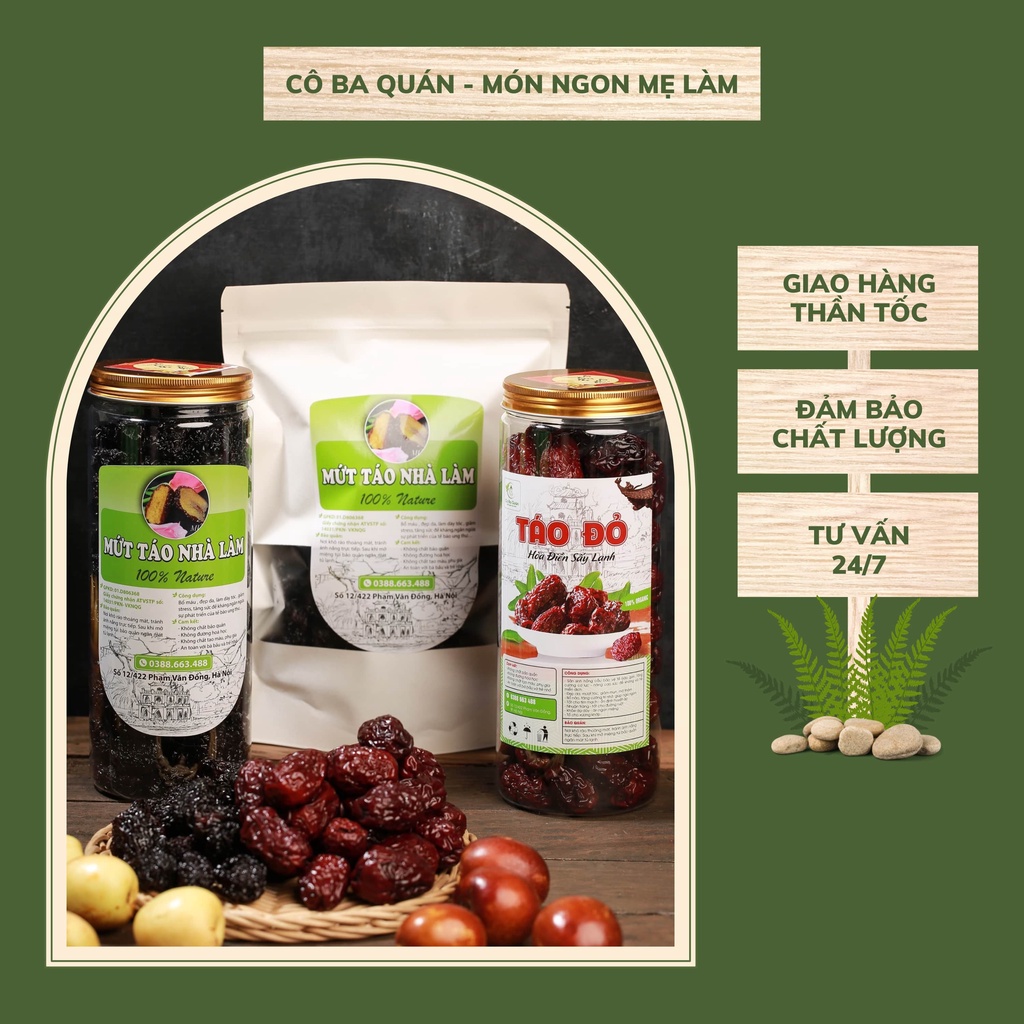 Combo 500g Hồng Táo Sữa Sấy Lạnh Và 500g Táo Đen 150k/kg Hàng Chất Lượng Cao Chua Ngọt Mềm Dẻo Hỗ Trợ Bổ Máu