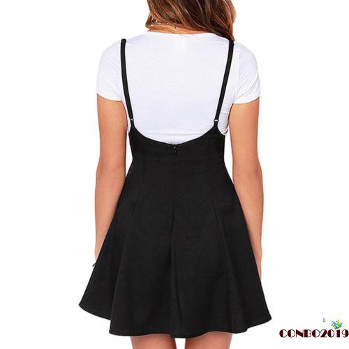 Chân váy yếm lưng cao thiết kế xếp ly thời trang trẻ trung dành cho nữ