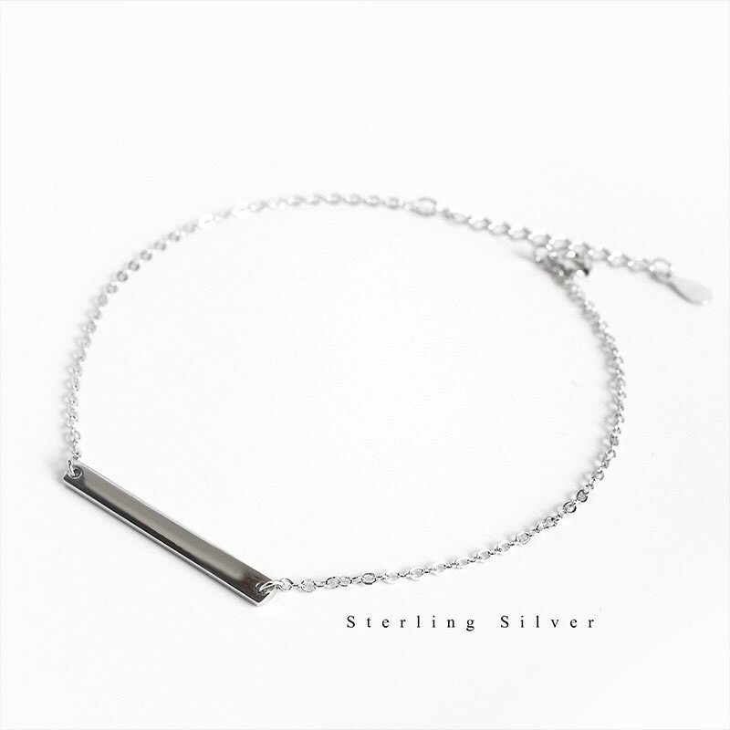 [ Camélia Silver ] Lắc tay / Vòng tay bạc thanh bar ngang ( khắc tên theo yêu cầu ) - camelia.silver