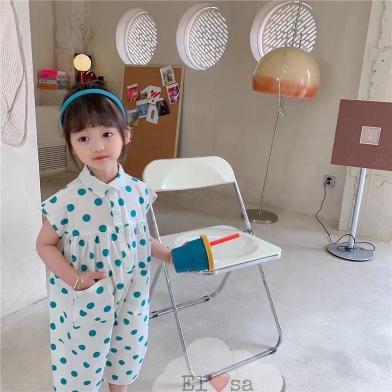 Bộ Jum chấm bi 2 màu điệu đà cho bé gái