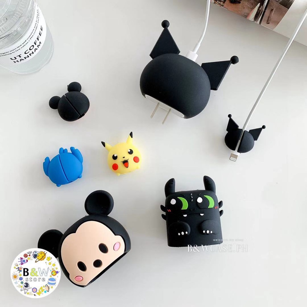 Phụ kiện bảo vệ dây cáp sạc nhanh hình thú hoạt hình thích hợp cho Iphone 18w 20w