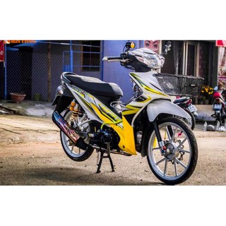 Tem trùm wave vàng xám s110, độ dán phủ bộ team decal cho xe máy rẻ đẹp
