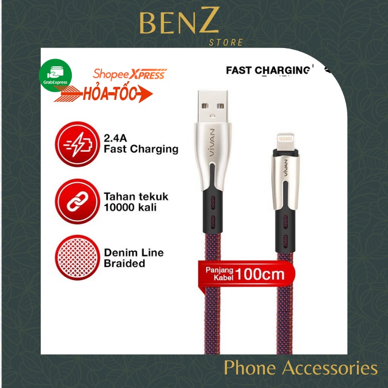 Cáp sạc Type C, dây sạc samsung Micro usb, chính hãng Vivan BTK- L/M/C dây bện dù bên sạc nhanh dài 1m BenZ Store