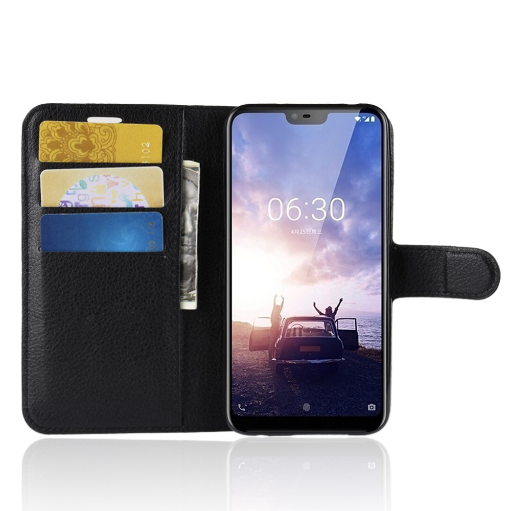 Bao da Nokia 6.1 Plus X6 cao cấp có nắp gập và chống xem phim