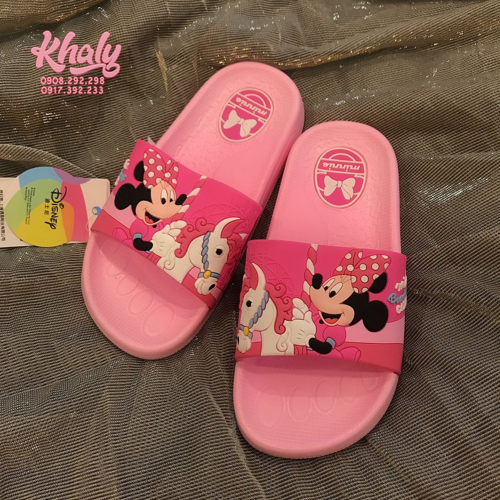 Dép quai ngang hình chuột Minnie Mouse và Ngựa Unicorn màu hồng đậm có size kép [S30,31] [S32,33] [S34,35] [S36,37]