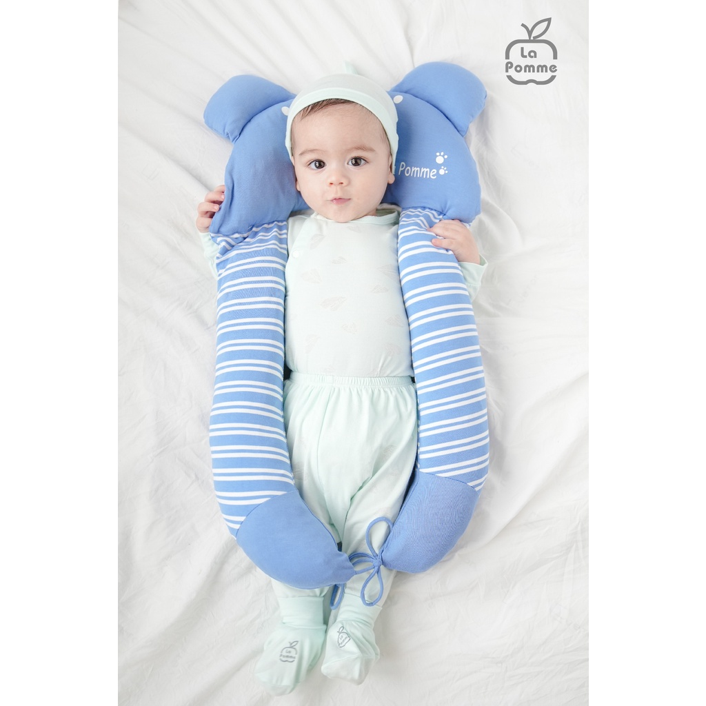 Gối chữ U đa năng La Pomme Baby Bear - Kẻ xanh/Kẻ tím than/Kẻ đỏ