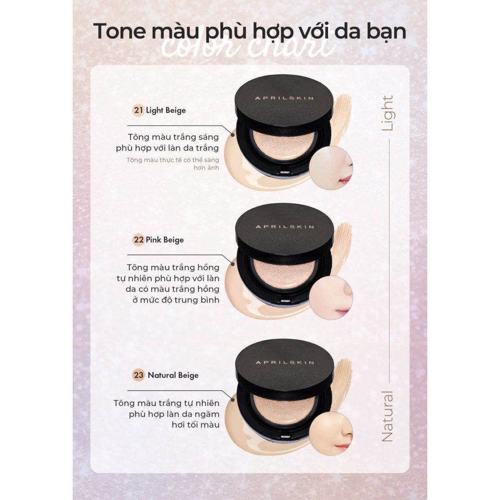 Phấn nước April Skin che khuyết điểm Magic Skin Snow Cushion phiên bản Galaxy 2022 NPP Tido88