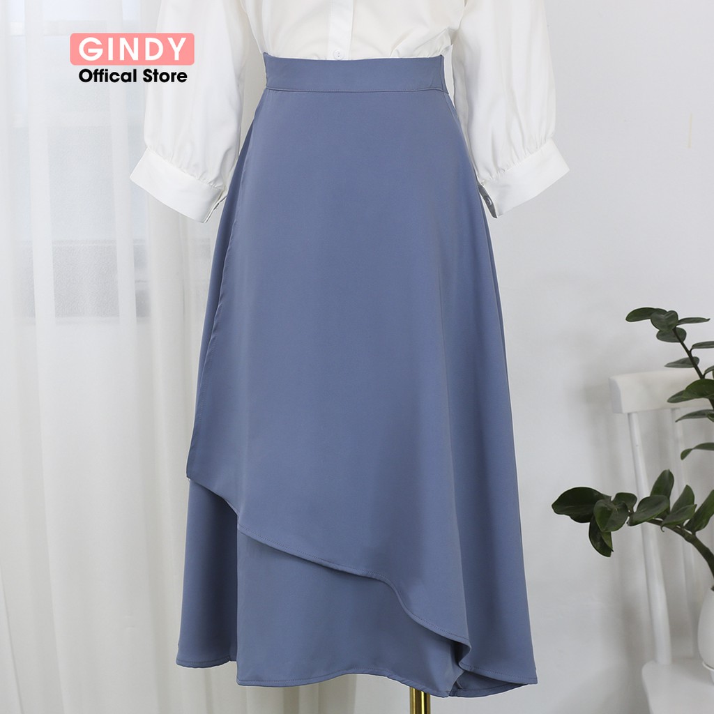 Chân váy dài GINDY cánh tiên lụa thời trang công sở thanh lịch hàng thiết kế V10116 | BigBuy360 - bigbuy360.vn