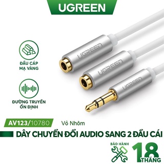 Dây Audio chuyển tai nghe 3.5mm 1 ra 2 tai nghe Ugreen AV123 10780 vỏ Nhôm - Hàng chính hãng