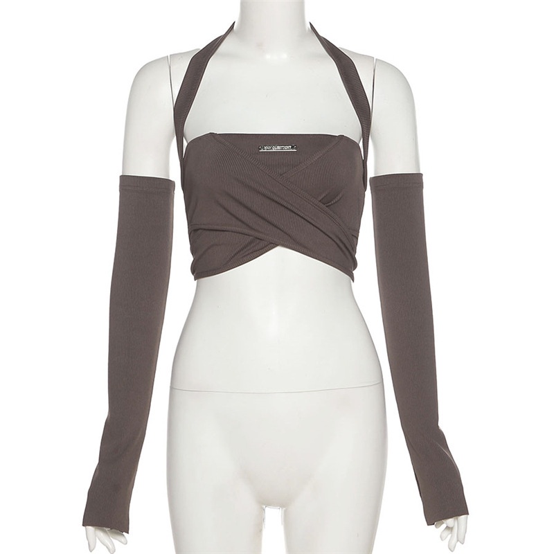 DUNEA Áo hai dây màu sắc trơn quyến rũ cho nữ