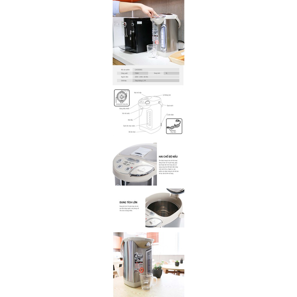 Bình thủy Lock&Lock Eletric Thermo Pot 5L EJK583BEG