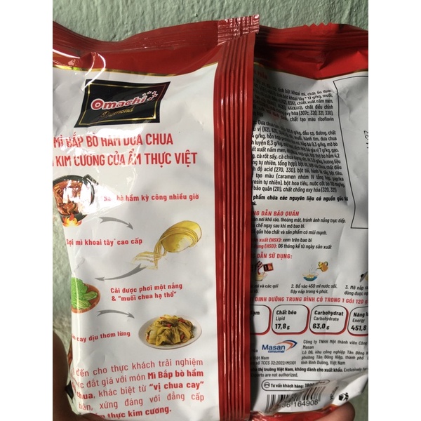 Mì Omachi Bắp Bò Hầm Dưa Chua 120G