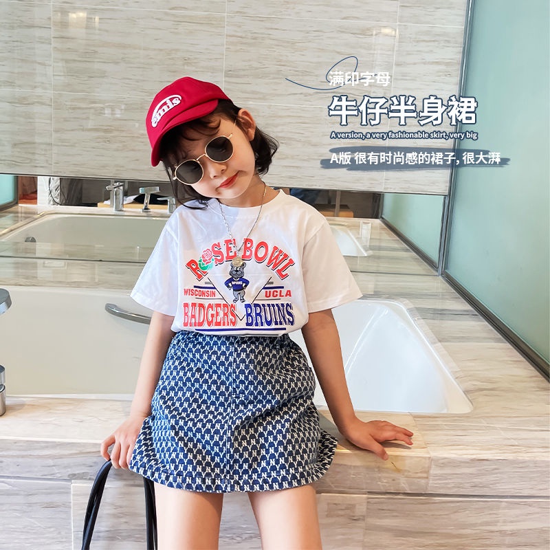 Hàng Mới Về Đầm Denim Chữ A Dáng Ngắn In Họa Tiết Thời Trang Mùa Hè Xinh Xắn Cho Bé Gái T5