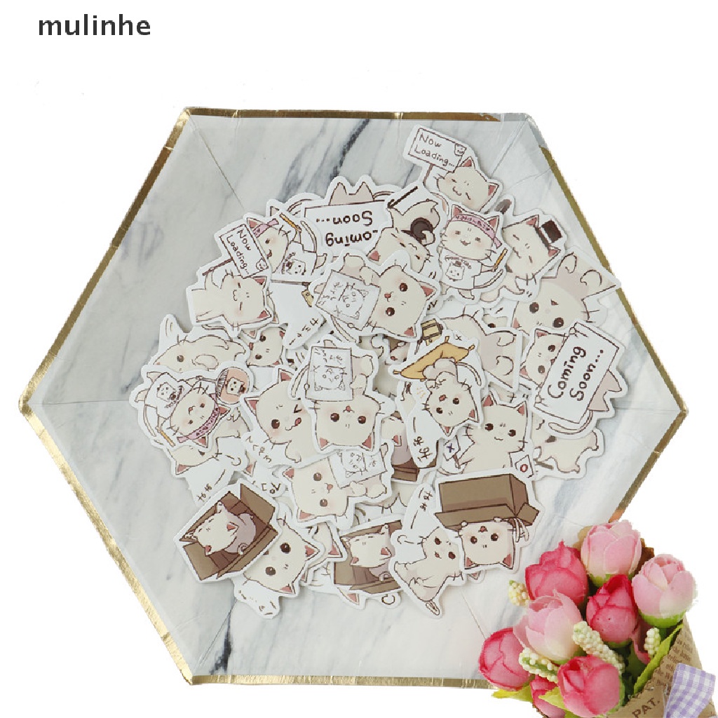 Mulinhe Set 45 sticker Giấy Hình Mèo Dễ Thương Dùng Để Trang Trí Nhật Ký DIY
