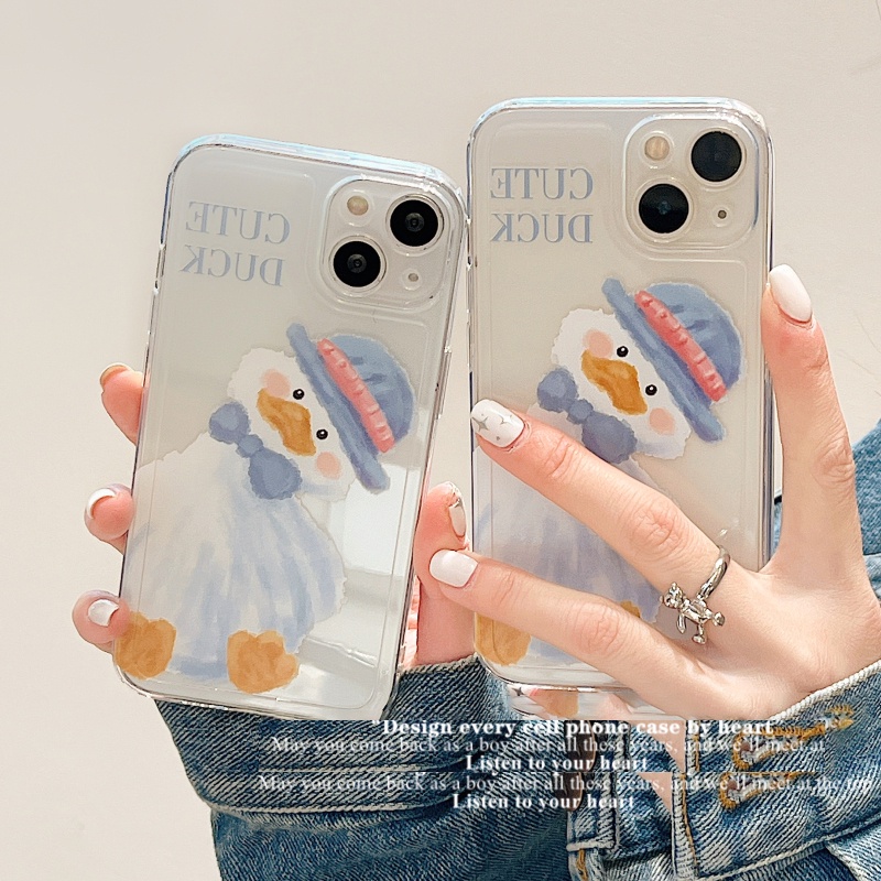 Ốp điện thoại TPU mềm siêu mỏng chống sốc họa tiết vịt hoạt hình cho iPhone 11 12 Pro Max X Xs XR 8 7 Plus