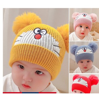 Mũ, nón len hình mèo Doremon cho bé trai bé gái dưới 12 tháng tuổi rất xinh