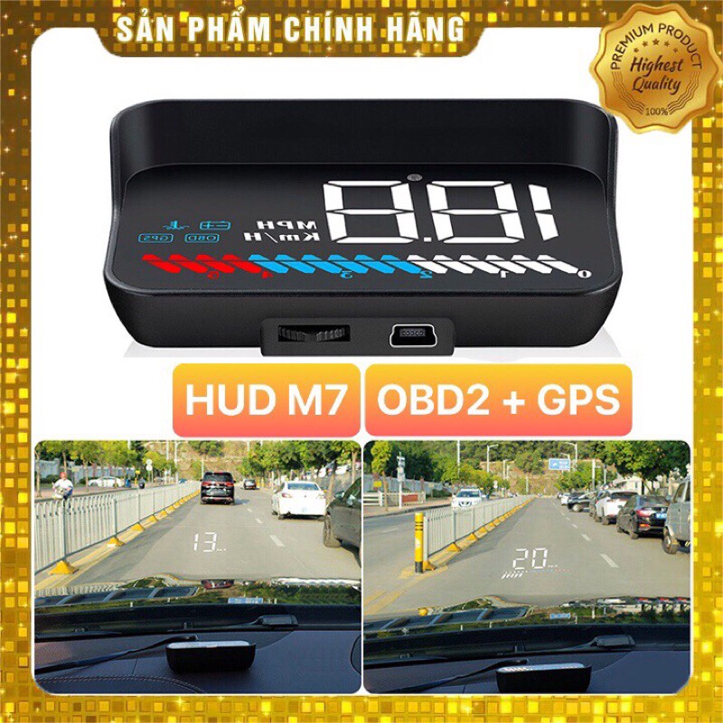 Bộ HUD M7 OBD GPS Hiển Thị Tốc Độ & Thông Tin Lên Kính Lái Kết Nối OBD 2 + GPS Giá Rẻ