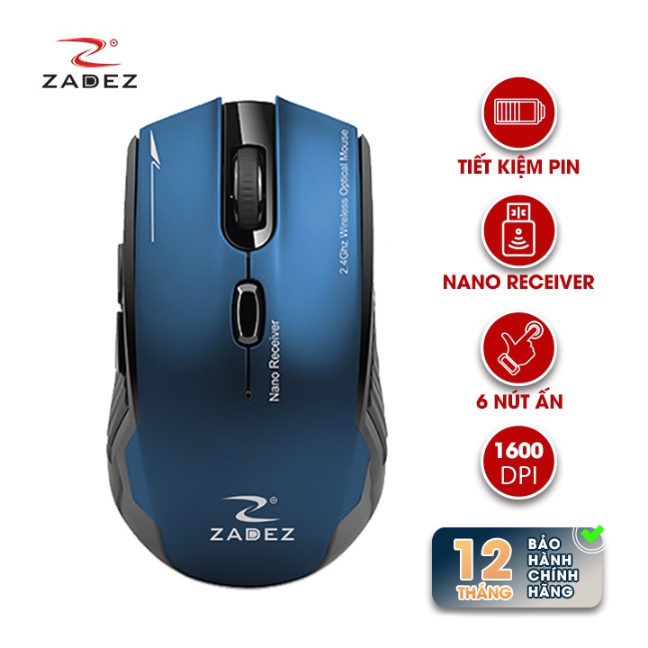 Chuột không dây ZADEZ M338 Xanh