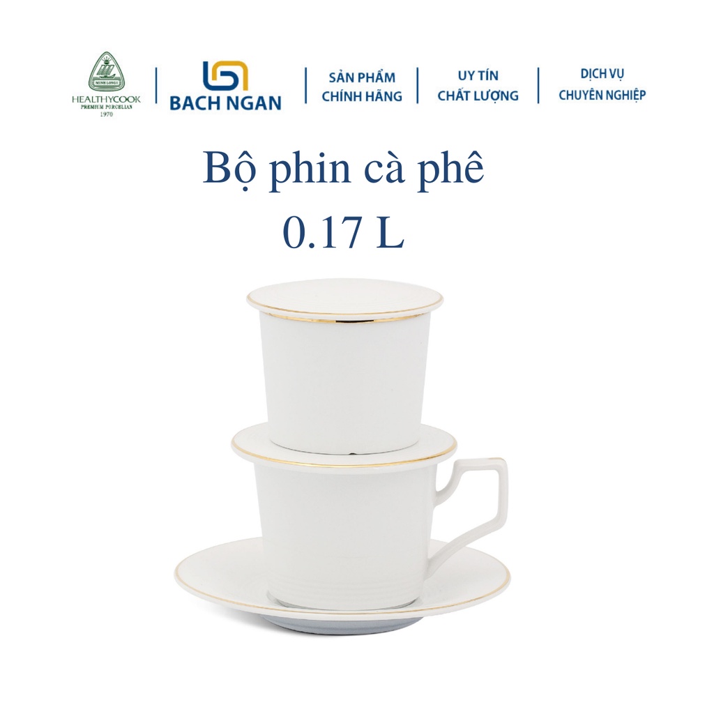 Bộ phin cà phê 14 cm - Camellia - Màu cà phê - Trắng chỉ vàng cao cấp, dùng uống trà, cà phê, tặng người thân