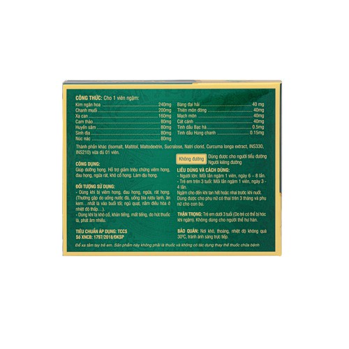 Viên ngậm dưỡng họng chanh muối và thảo dược Vĩ Ngân - Hộp 20 vỉ x 5 viên