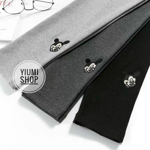 Quần Legging len tăm thêu chuột Mickey, Quần giữ nhiệt chất vải dày đẹp | BigBuy360 - bigbuy360.vn