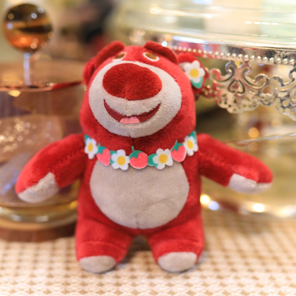 Cute 12cm Toy Story Lotso Disney Plush Toy Animal Key Chain Book Bag Decorative Pendant