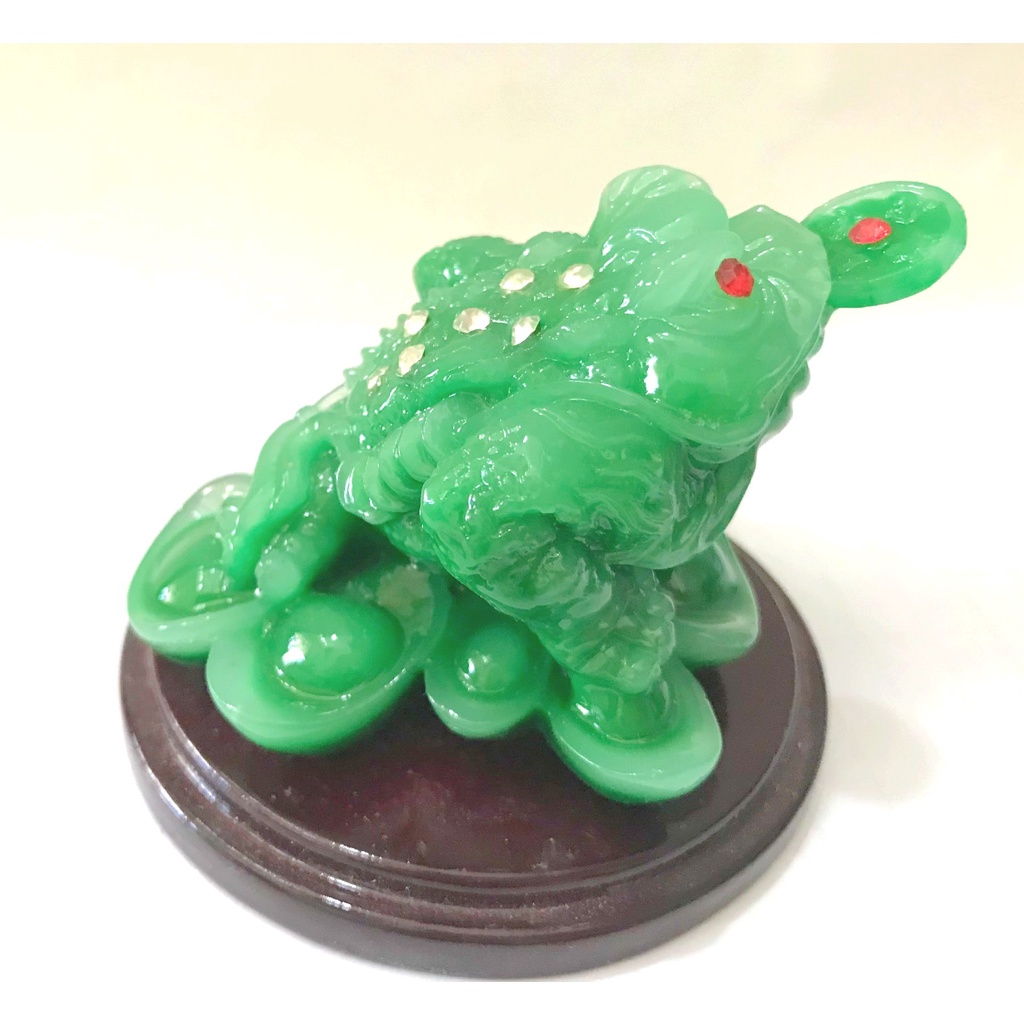 Cóc thiềm thừ ngậm tiền chiêu tài giữ lộc tăng may mắn có đế gỗ- Buddha168shop
