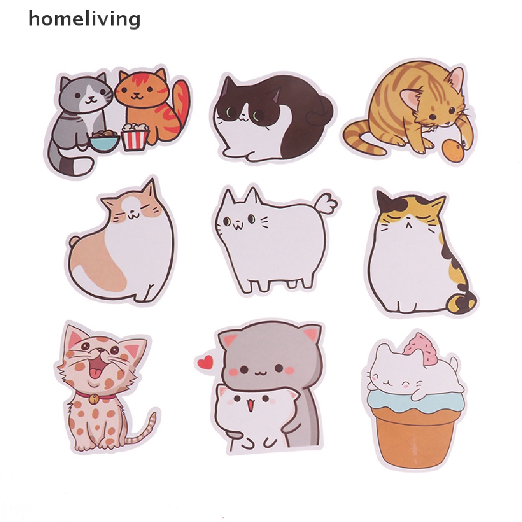 Set 50 Miếng Dán Hình Mèo Hoạt Hình Dễ Thương Trang Trí Laptop / Xe Hơi / Ván Trượt / Va Li